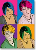 Retrato Pop Art Andy Warhol de 4 pessoas